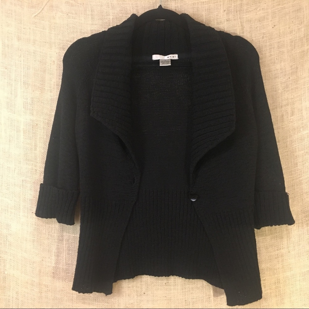Cropped Black Cardigan Single Button